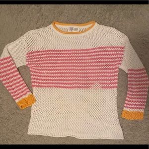 Pretty crochet woman’s sweater M white pink orange